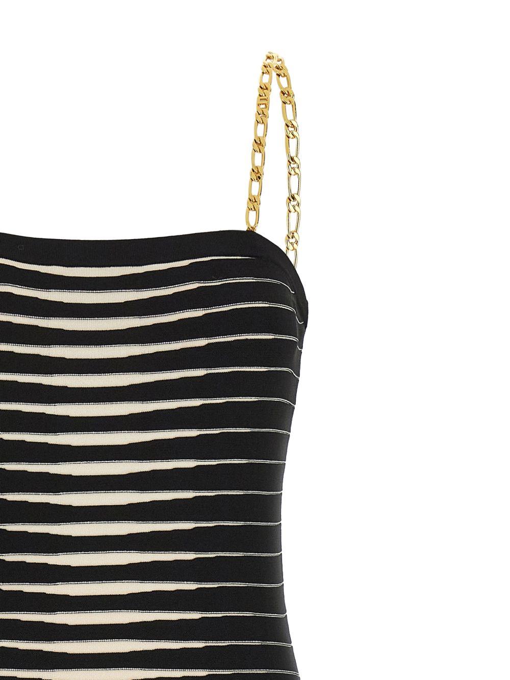 Abito midi a righe con spalline a catena AM99S61E2 685 ELISABETTA FRANCHI