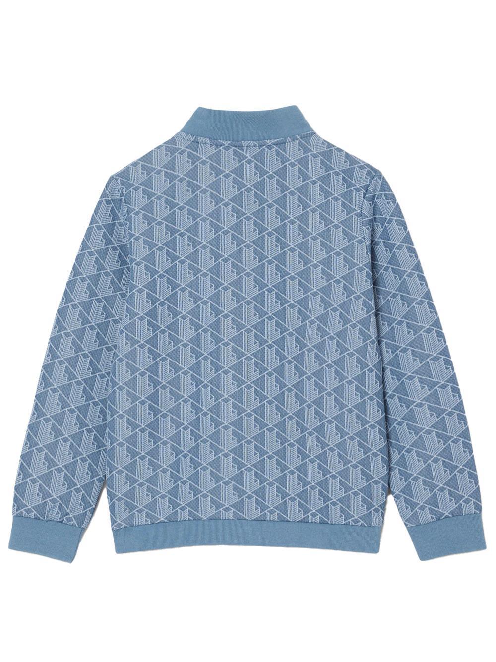 Felpa celeste zip logo monogram all-over kids - Preludio Moda