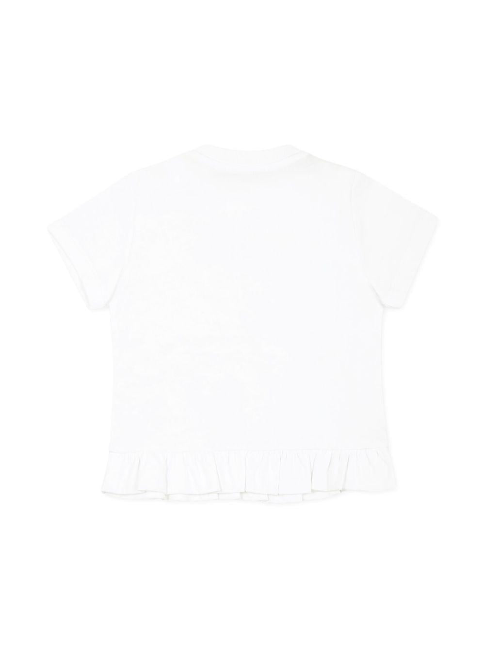T-shirt bianca logo frontale e bottoni BW8051Z0082 100OR BALMAIN KIDS