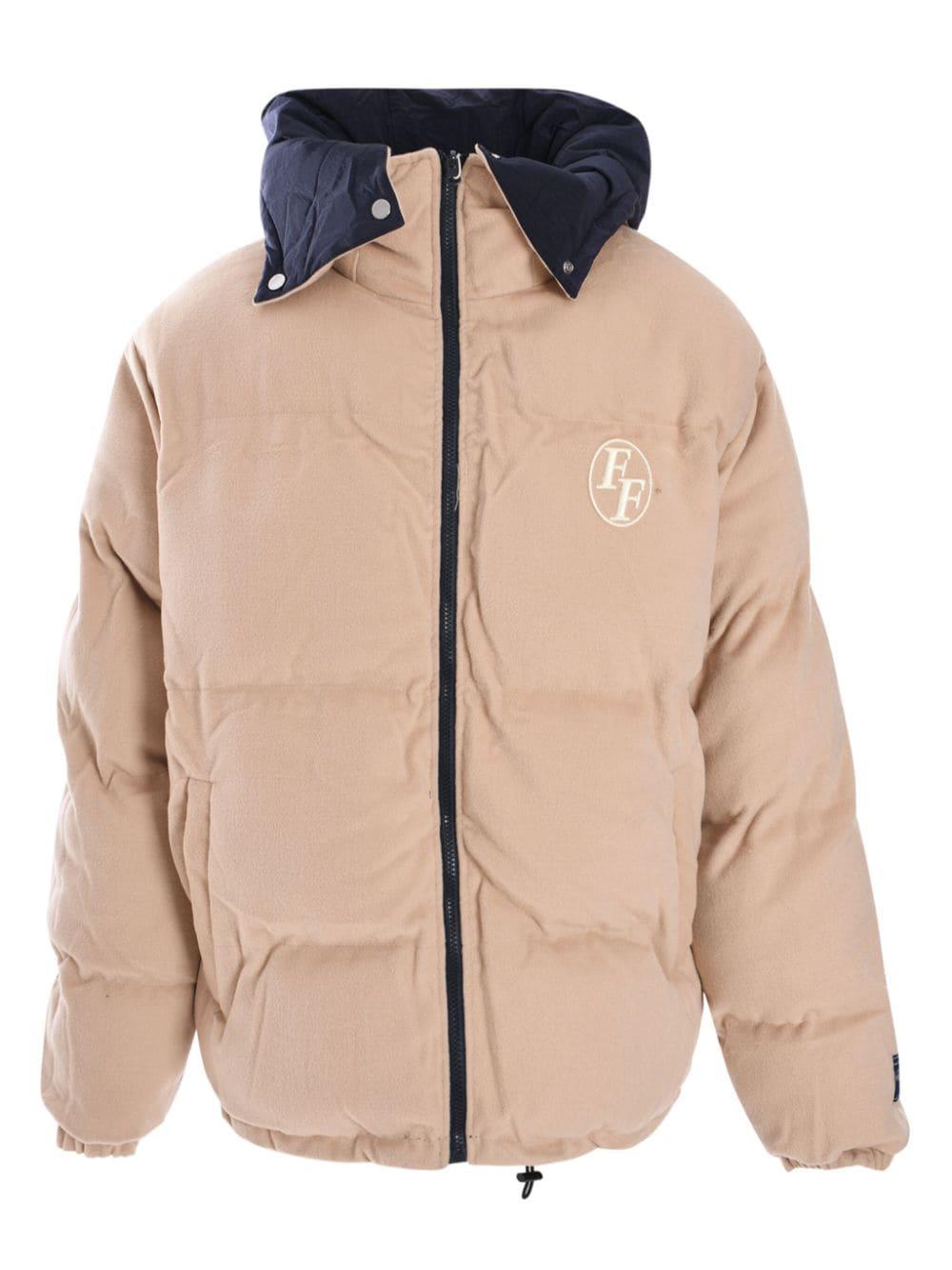 Bomber imbottito reversibile logo petto beige/blu