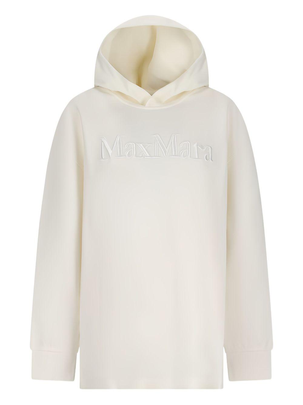 Felpa Bianca con Cappuccio e Logo Ricamato 2529946011600 001 MAX MARA 'S
