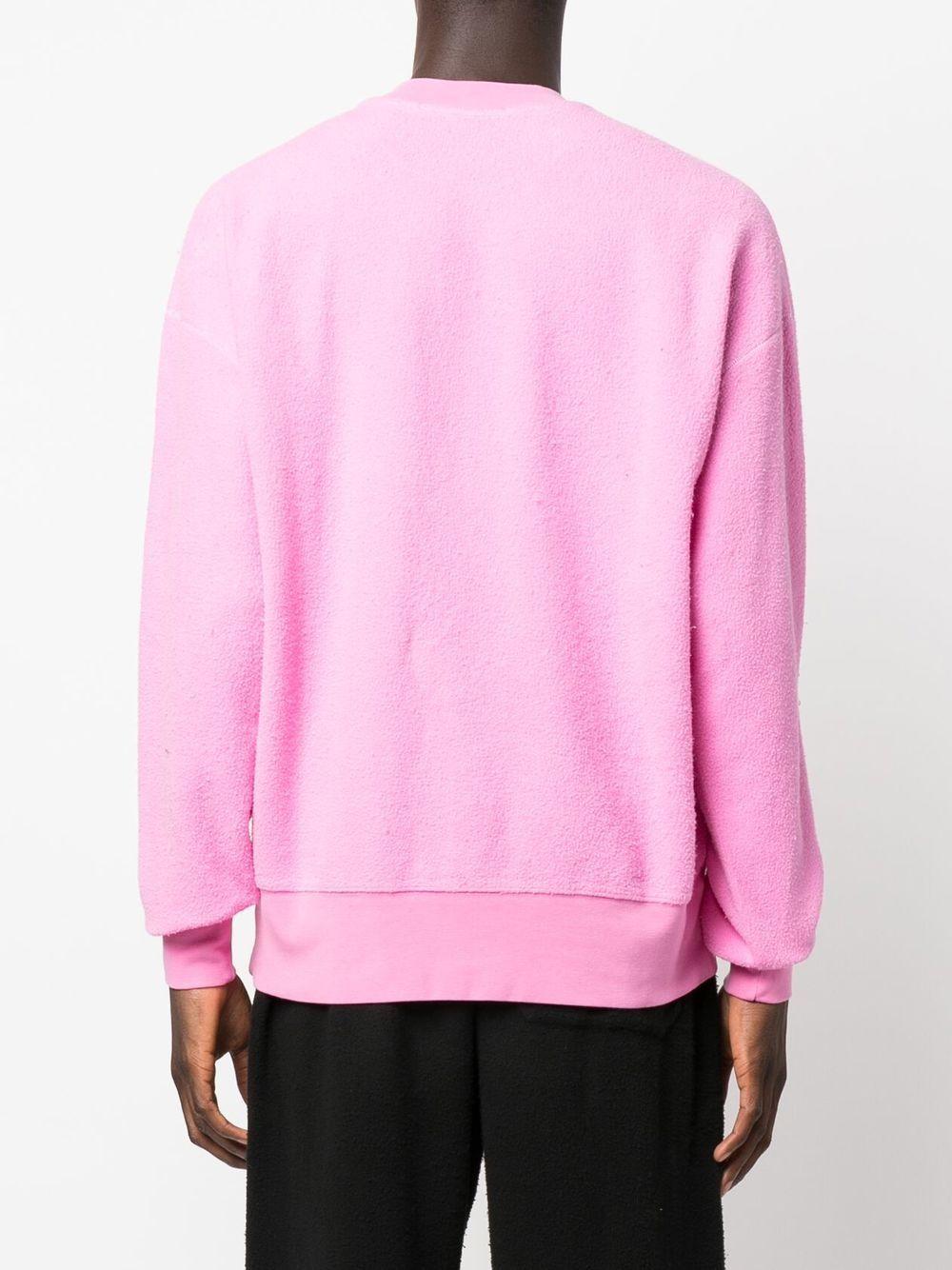 Felpa rosa effetto pettinato mini logo