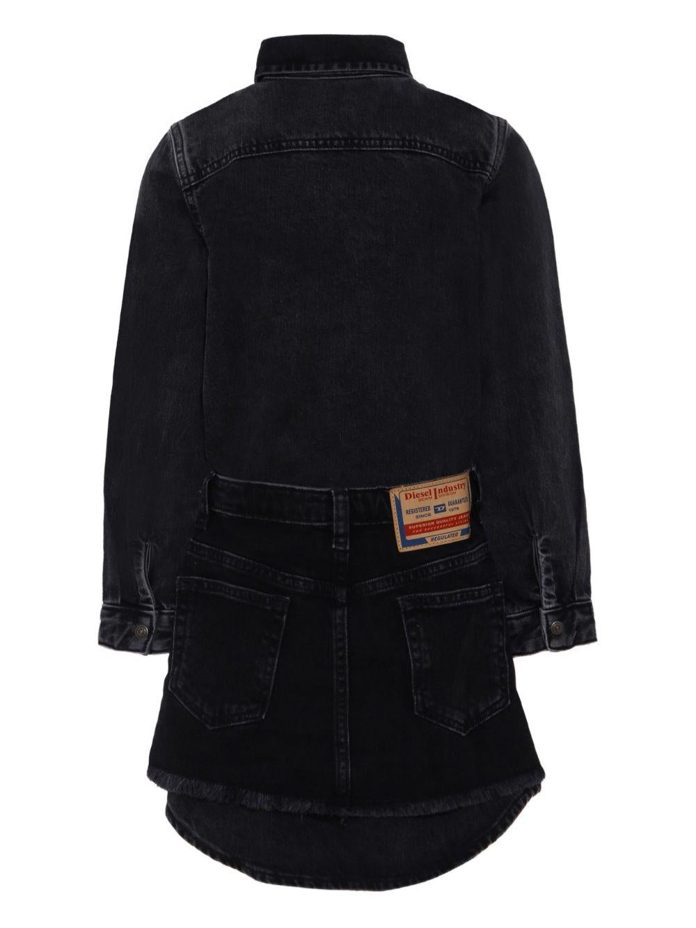 Abito in Denim con Bottoni e Orlo Sfrangiato J02350KXBPT K02 DIESEL KIDS