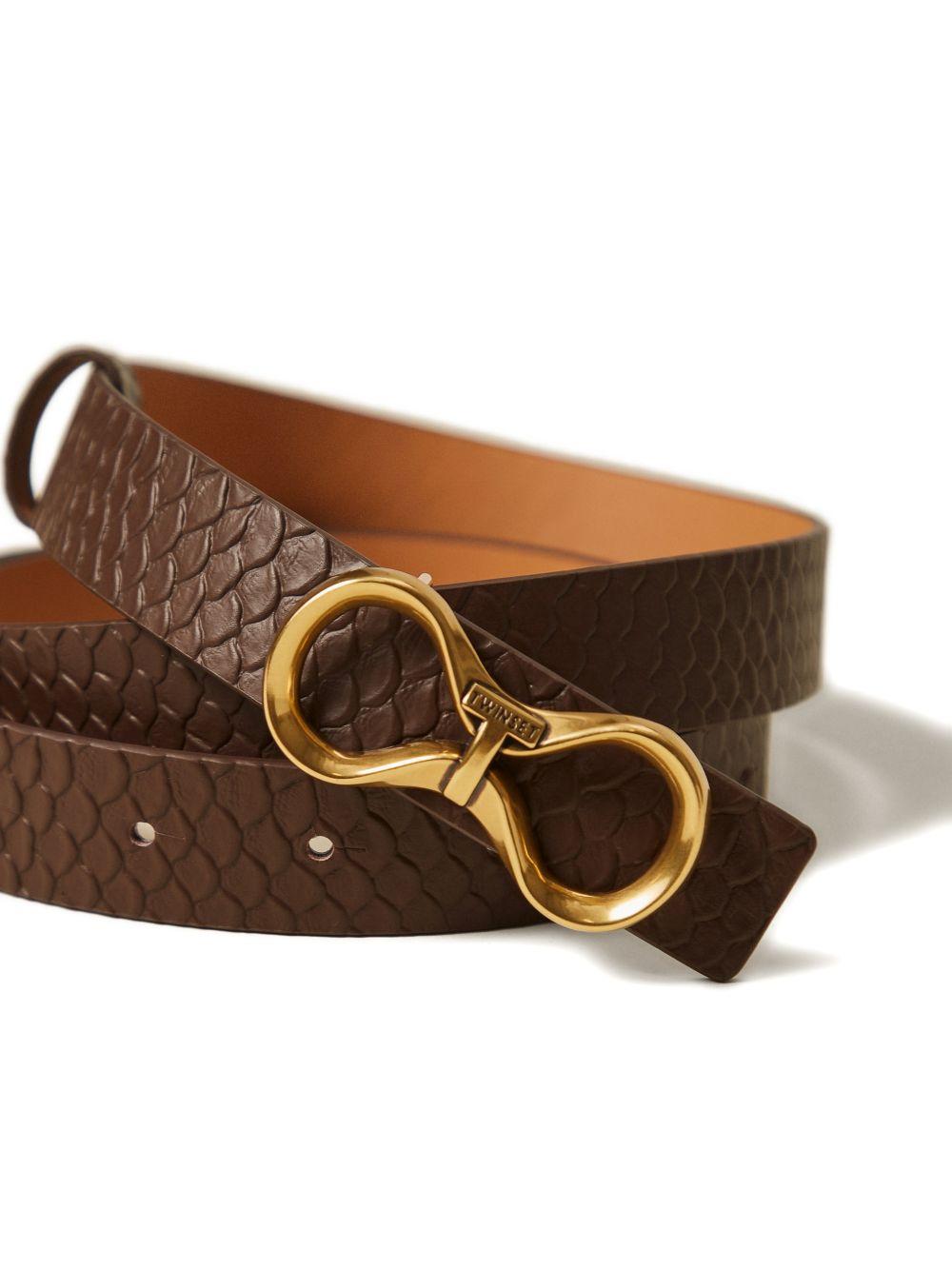 Cintura in pelle con fibbia logo 261TO5380 13524 TWINSET
