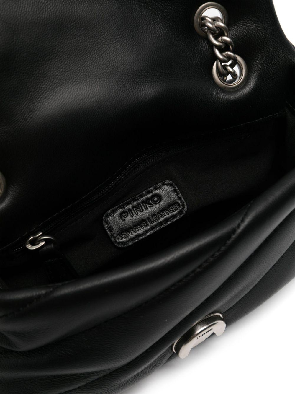 Borsa a Spalla Trapuntata in Pelle Nera con Tracolla a Catena 100040A0F2 Z99O PINKO
