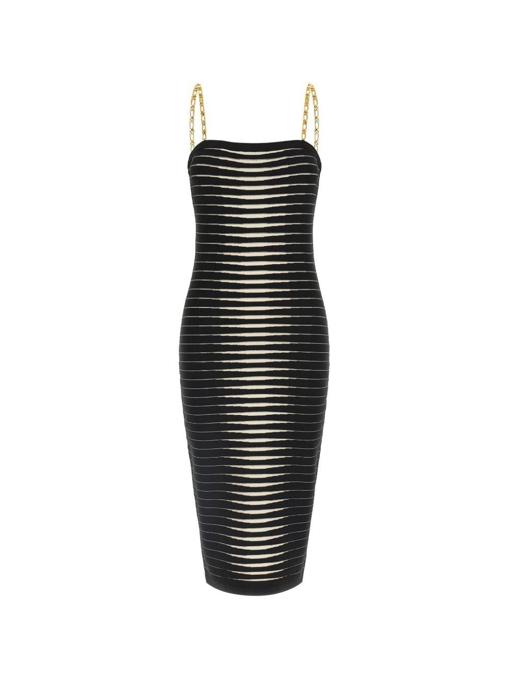 Abito midi a righe con spalline a catena AM99S61E2 685 ELISABETTA FRANCHI