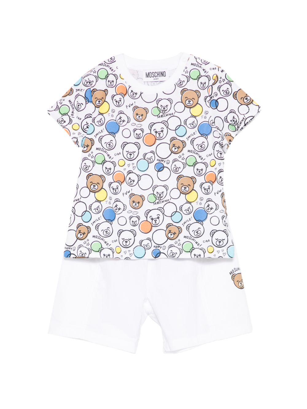 T-shirt con stampa orsetti colorati MUG01VLLA15 83680 MOSCHINO KIDS