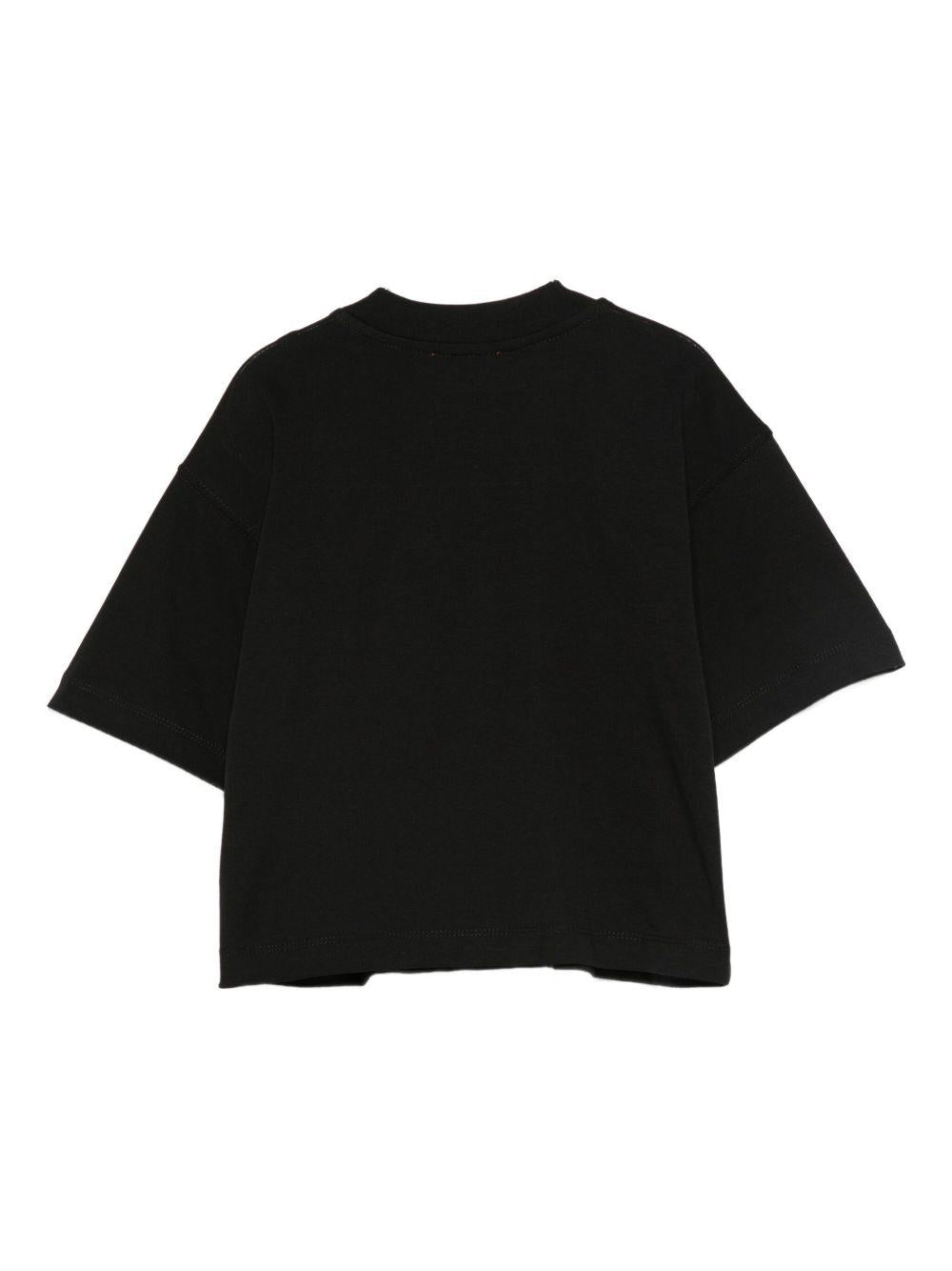 T-shirt Nera con Ricamo Logo Oval D J0242800YI9 K900 DIESEL KIDS
