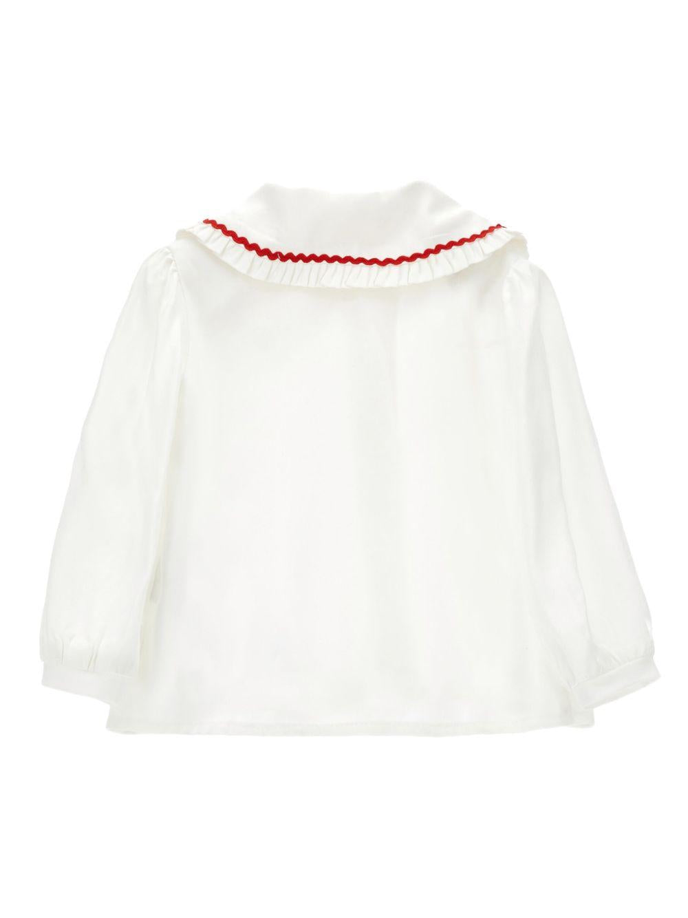 Camicia bianca a maniche lunghe con ricamo floreale 31F3016103 0143 MONNALISA KIDS