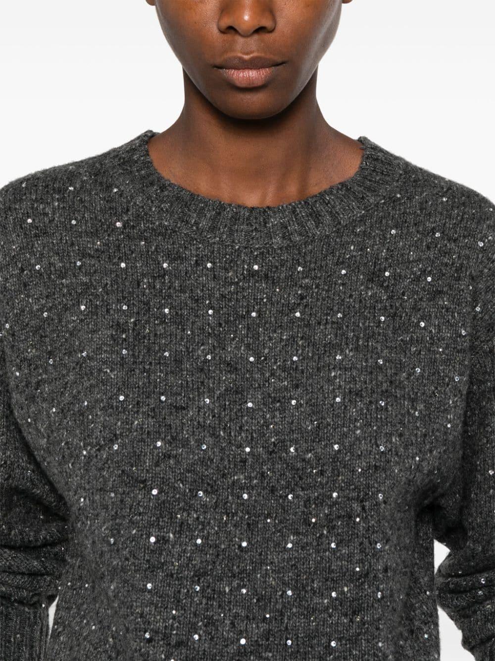 Maglione grigio con mini strass - Preludio Moda