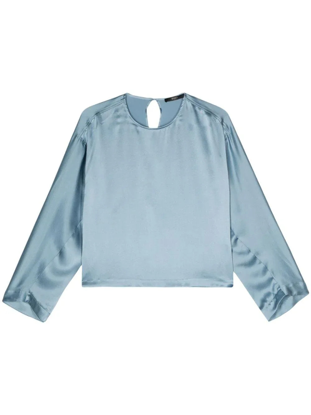 Camicia cropped azzurra raso di seta - Preludio Moda