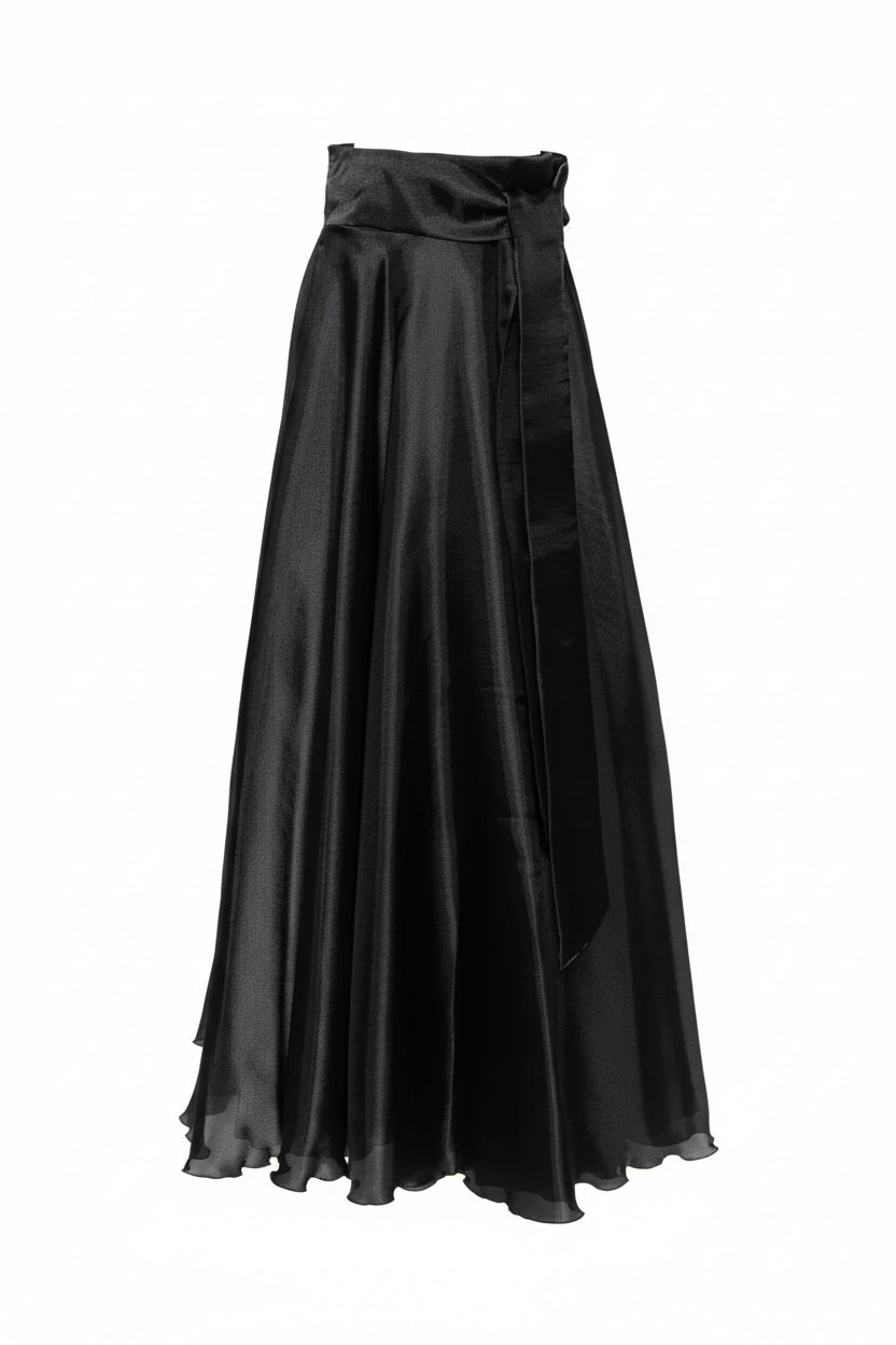 Gonna lunga nera a vita alta con nodo - Preludio Moda