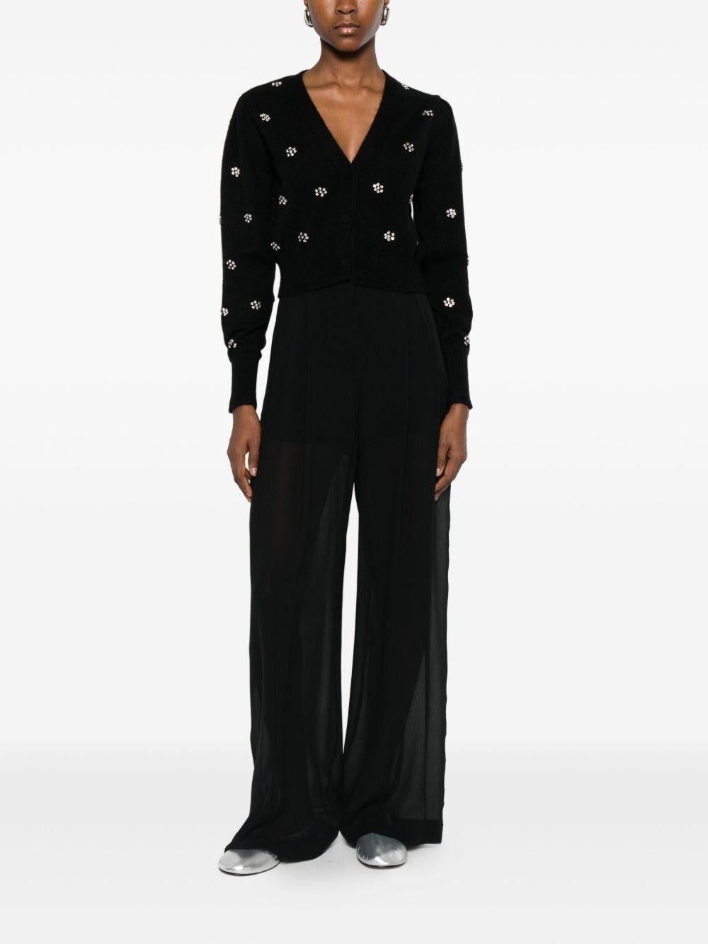 Cardigan nero a motivi floreali con scollo a V 252TT3180 00006 TWINSET