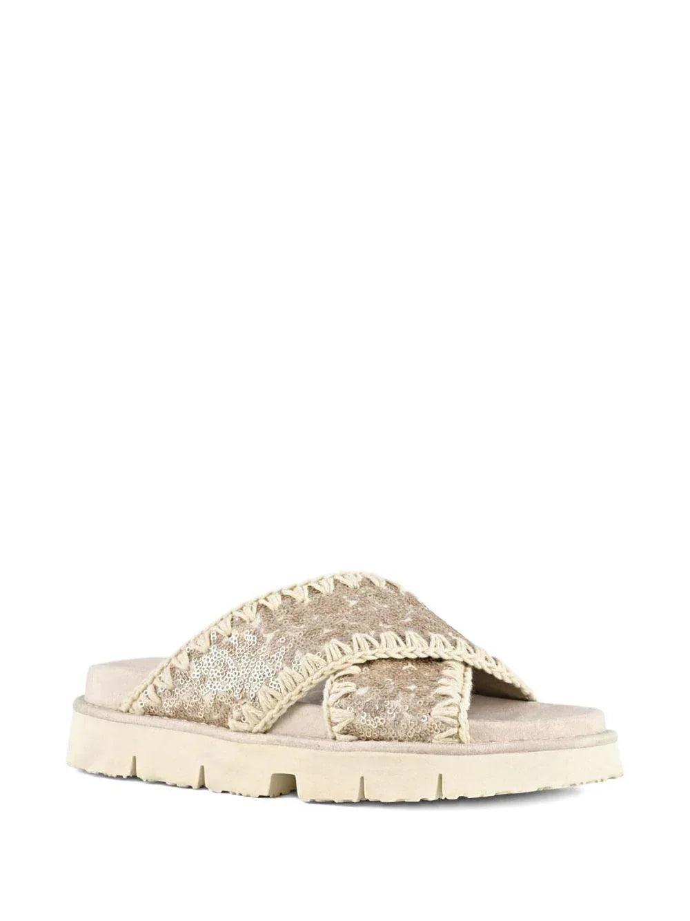 Criss-cross bio sandal microsequins rosa perlato - Preludio Moda