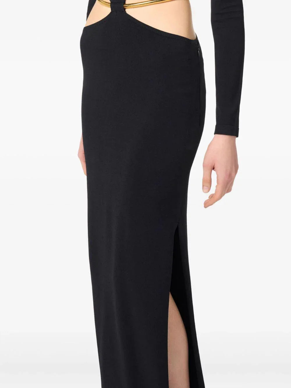 Abito a Maniche Lunghe con Dettaglio Cut-Out Nero - Preludio Moda