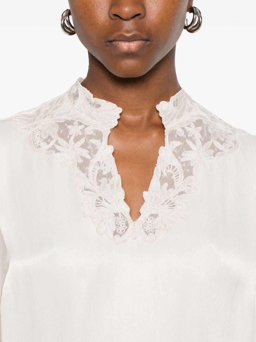 Camicetta bianca con dettagli in pizzo 252TT2243 12227 TWINSET