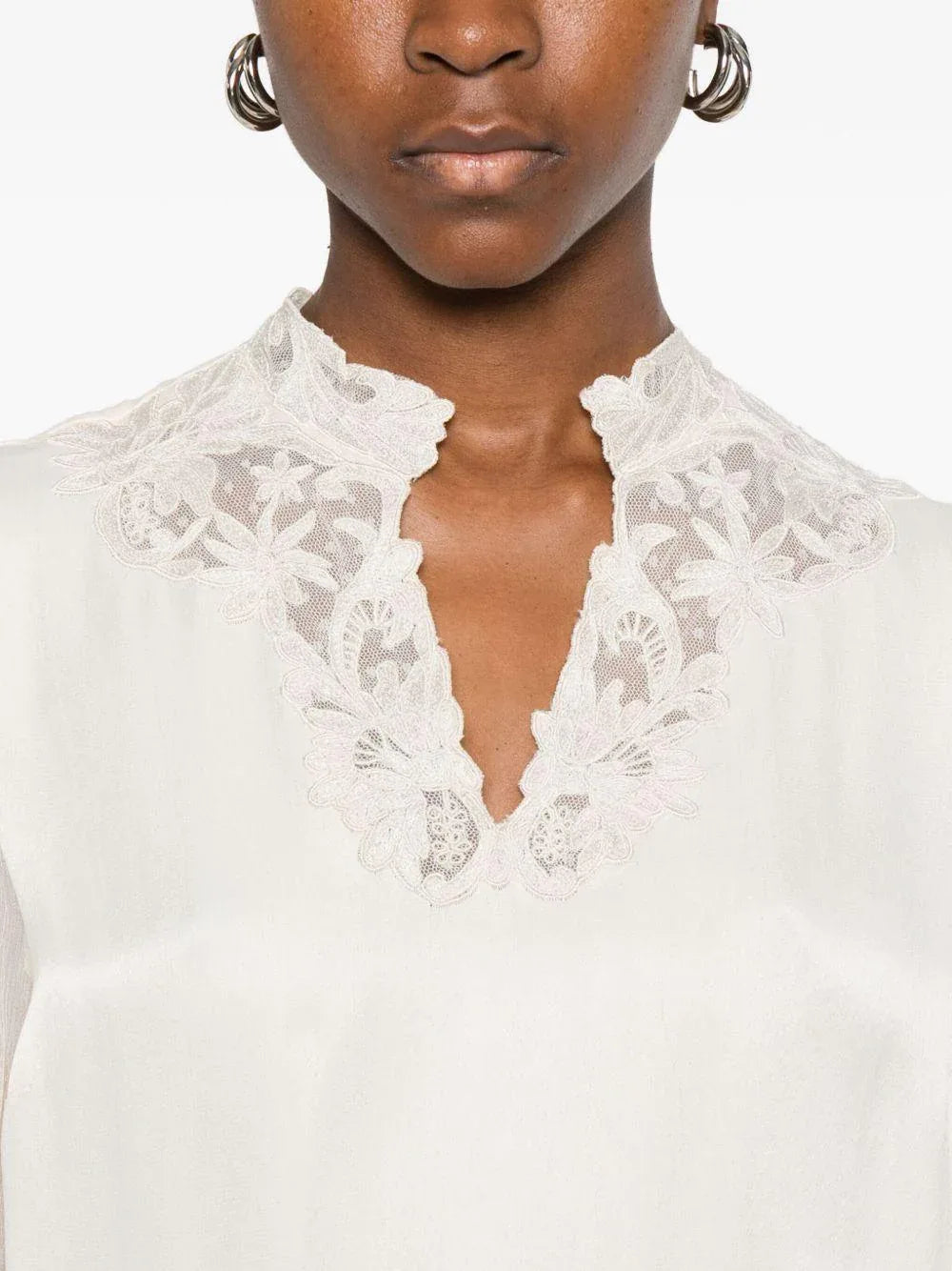 Camicetta bianca con dettagli in pizzo - Preludio Moda