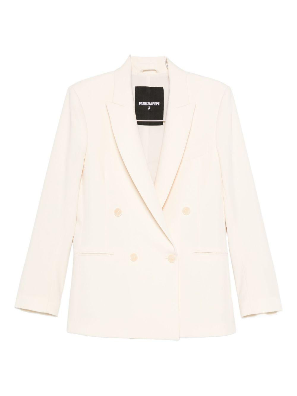 Giacca doppiopetto bianca con revers classici 2S1543A498 W405 PATRIZIA PEPE
