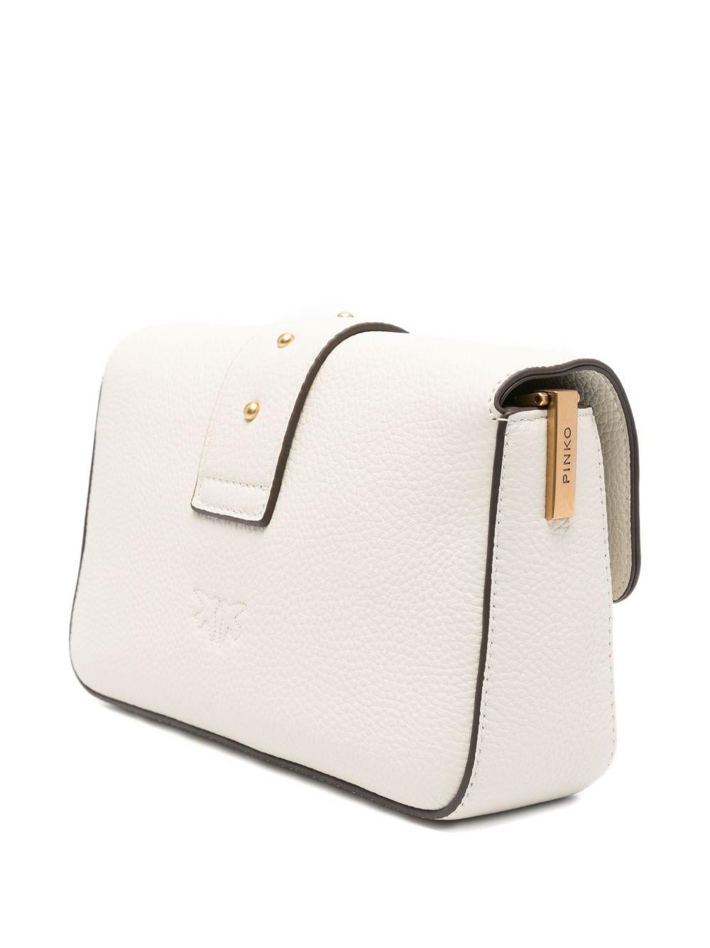 Borsa bianca con chiusura Love-Bird e borchie 104340A2OX Z14Q PINKO