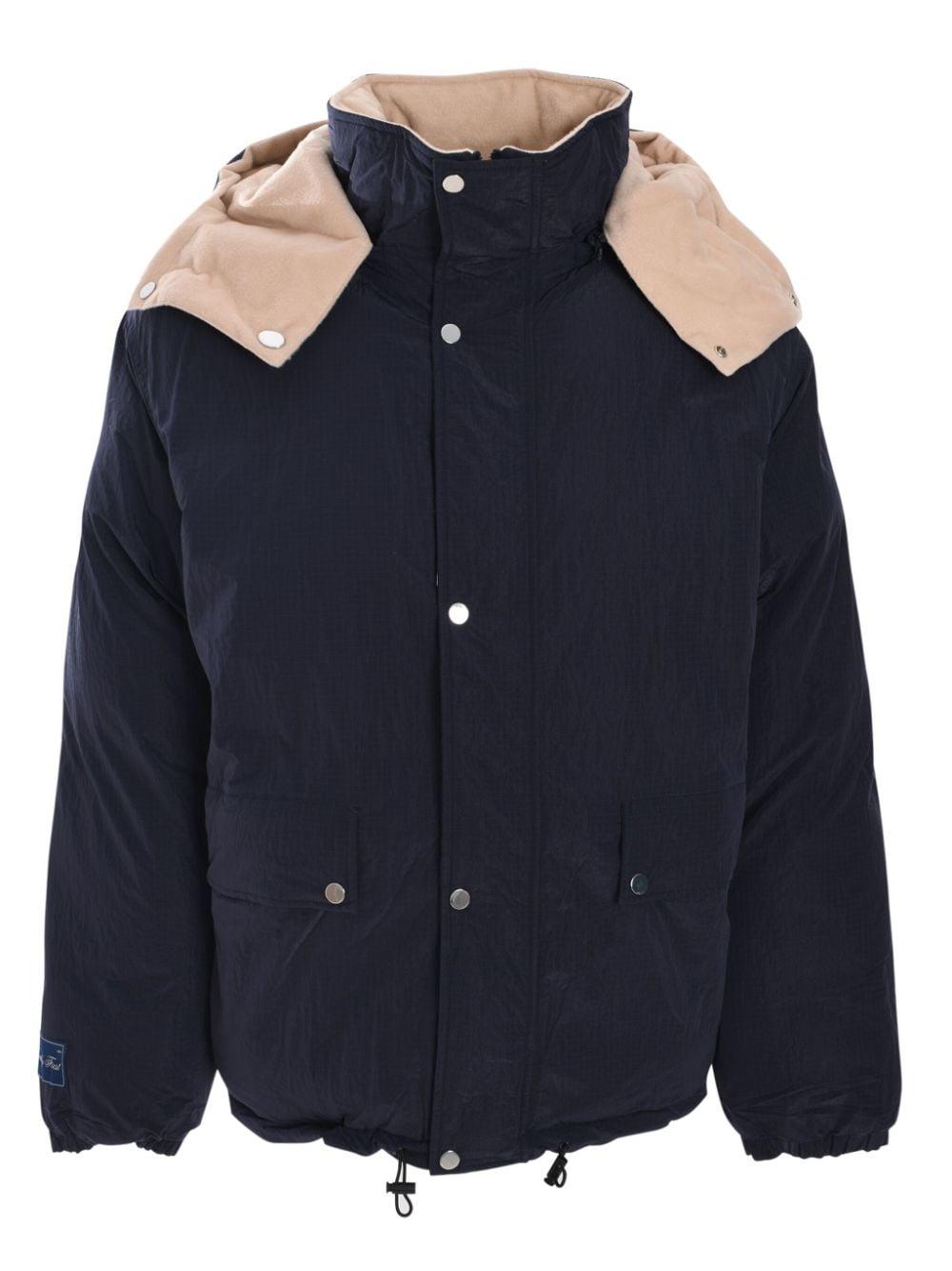 Bomber imbottito reversibile logo petto beige/blu