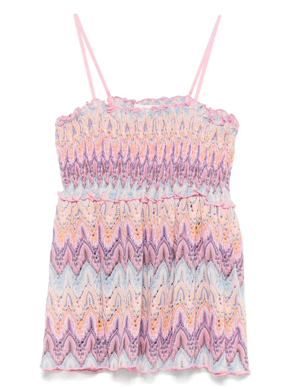 Copricostume irmine in maglia traforata rosa - Preludio Moda