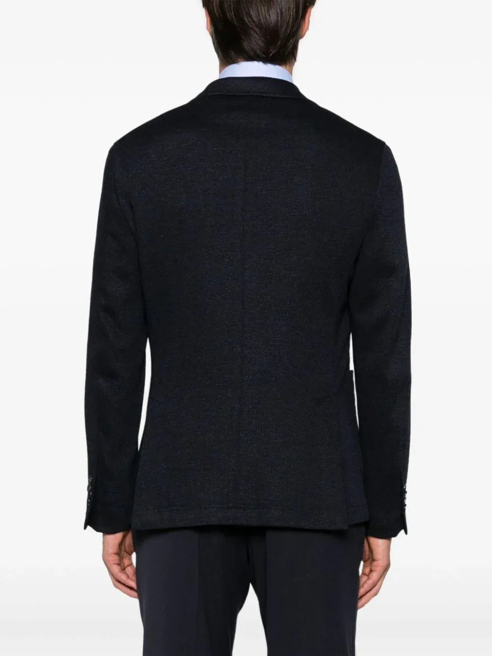 Blazer blu micro texture con spilla logo - Preludio Moda