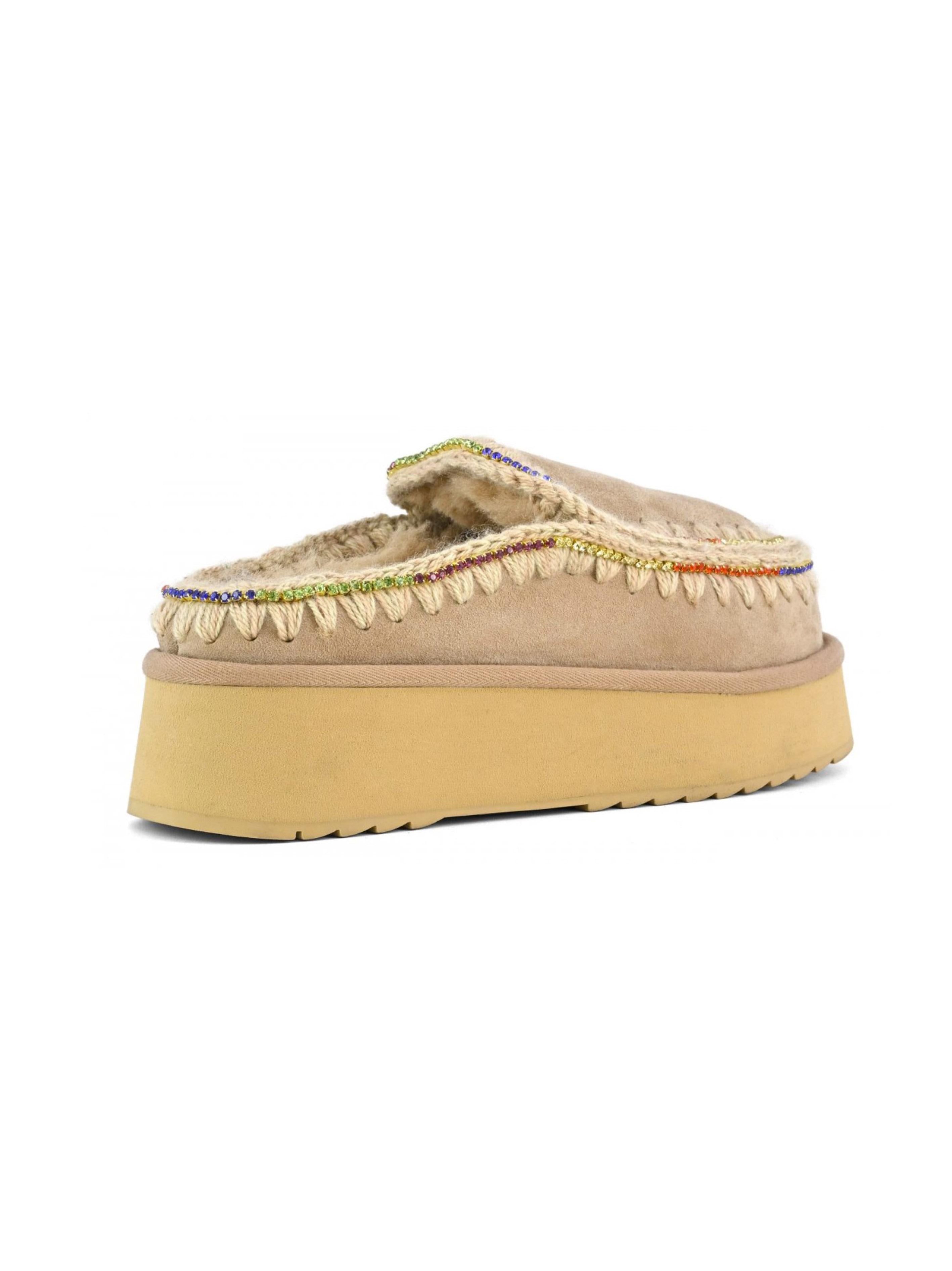 Ciabatta ekimo con strass multicolor cammello MUFW681001A CAM MOU