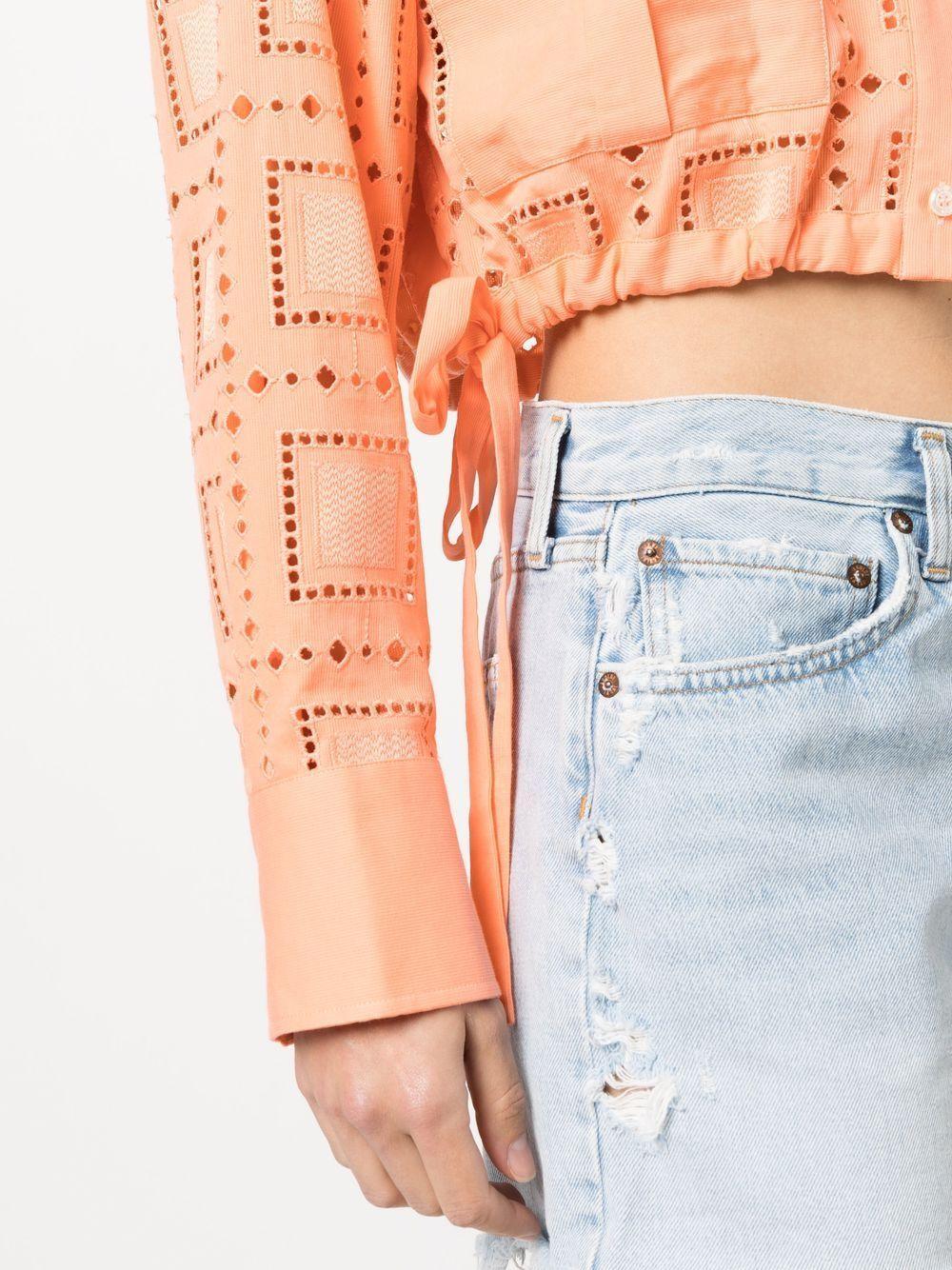 Camicia salmone dettagli traforati - Preludio Moda