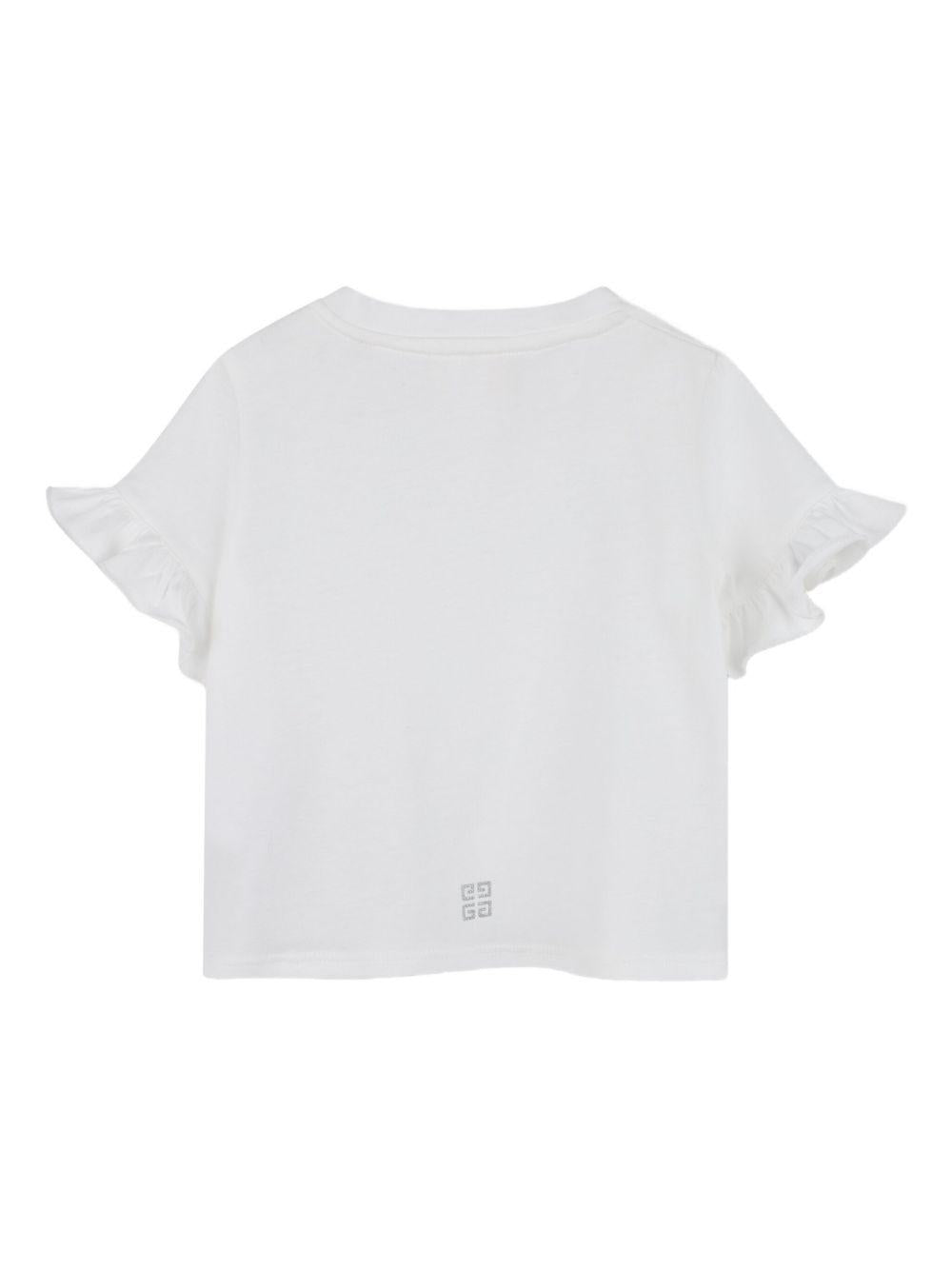 T-shirt in Cotone Biologico con Maniche Increspate H30903 117 GIVENCHY KIDS
