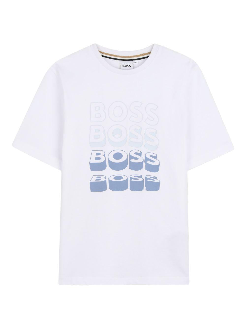 T-shirt in cotone con stampa logo J52982 10P BOSS KIDSWEAR