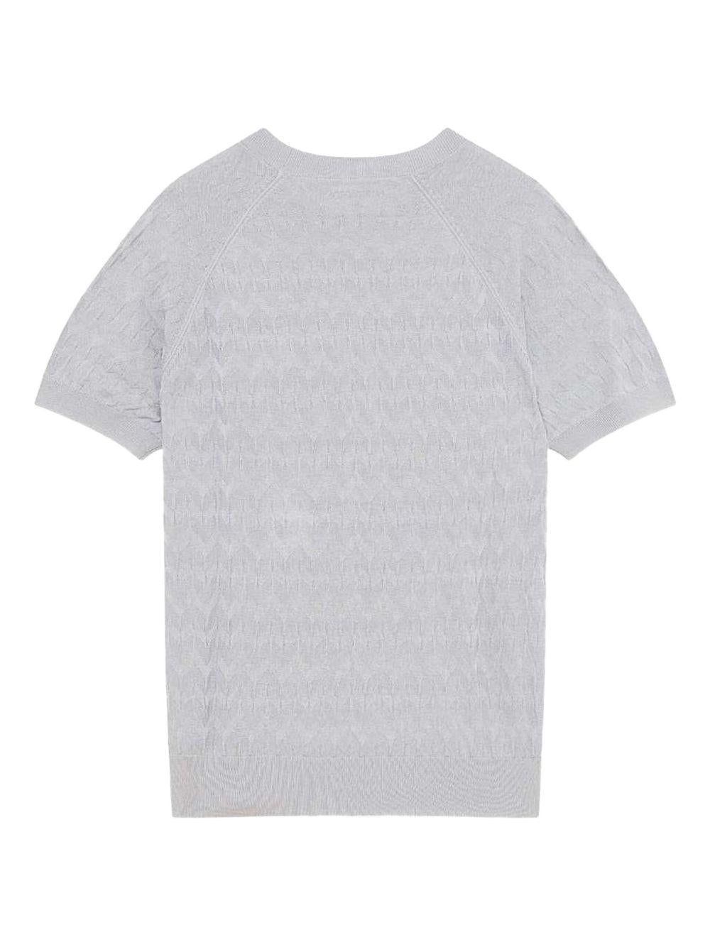 T-shirt in maglia con motivo chevron grigio perla