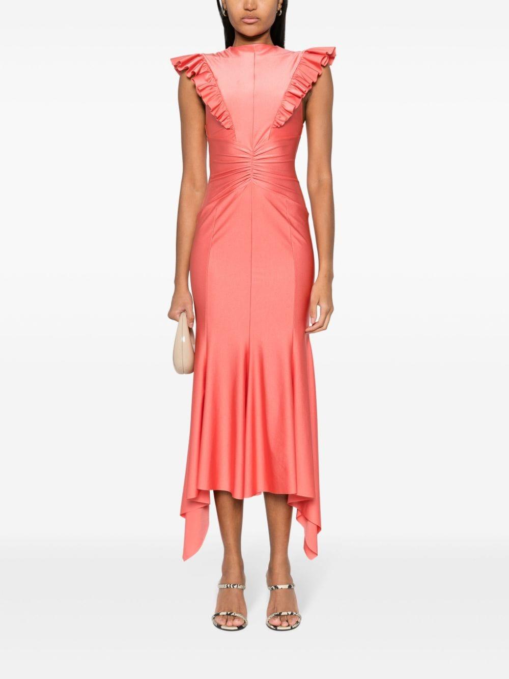Abito corallo accollato con ruches V04500720 0204 PHILOSOPHY DONNA