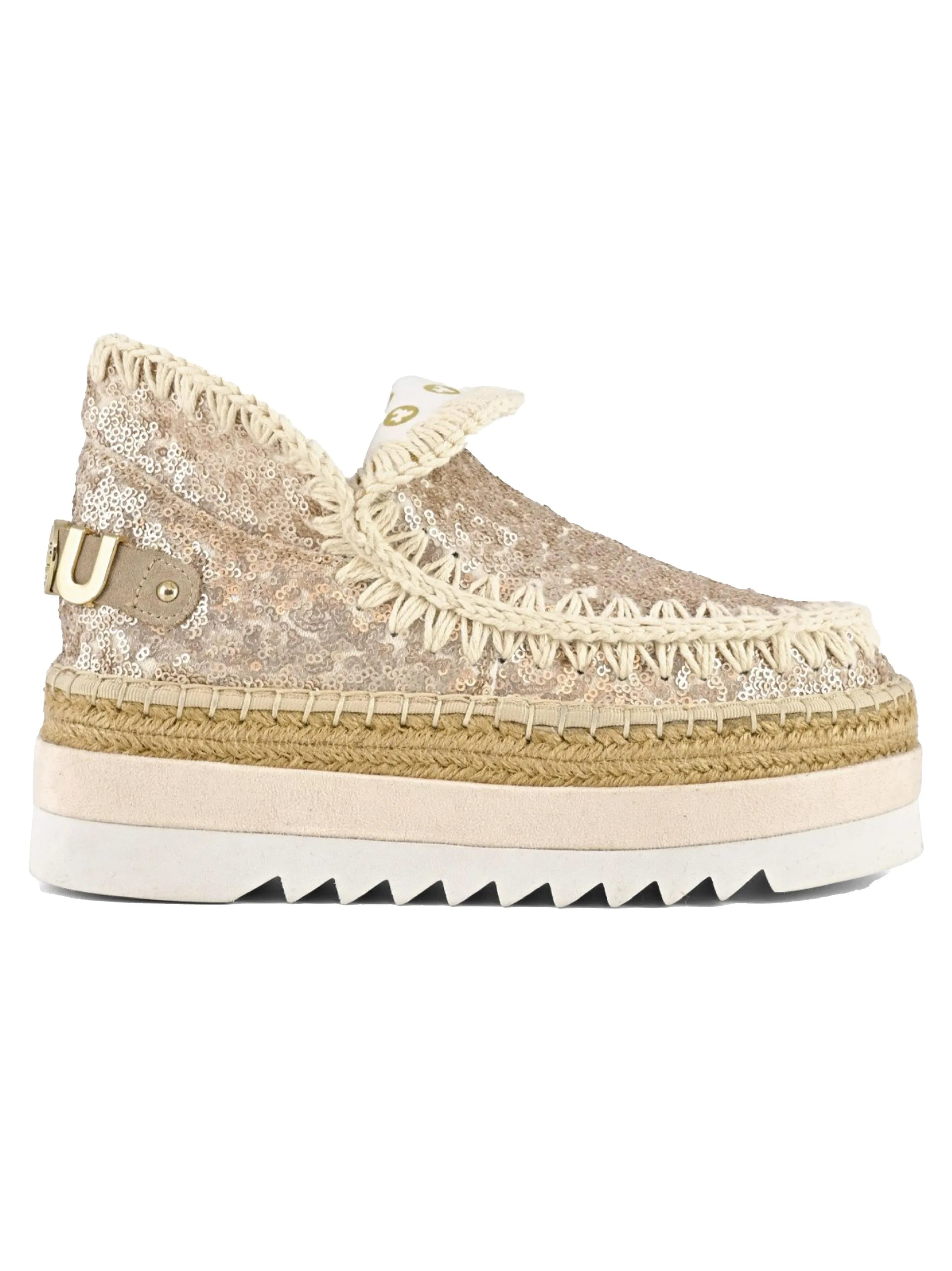 Eskimo jute eva outsole sequins microsequins natural - Preludio Moda