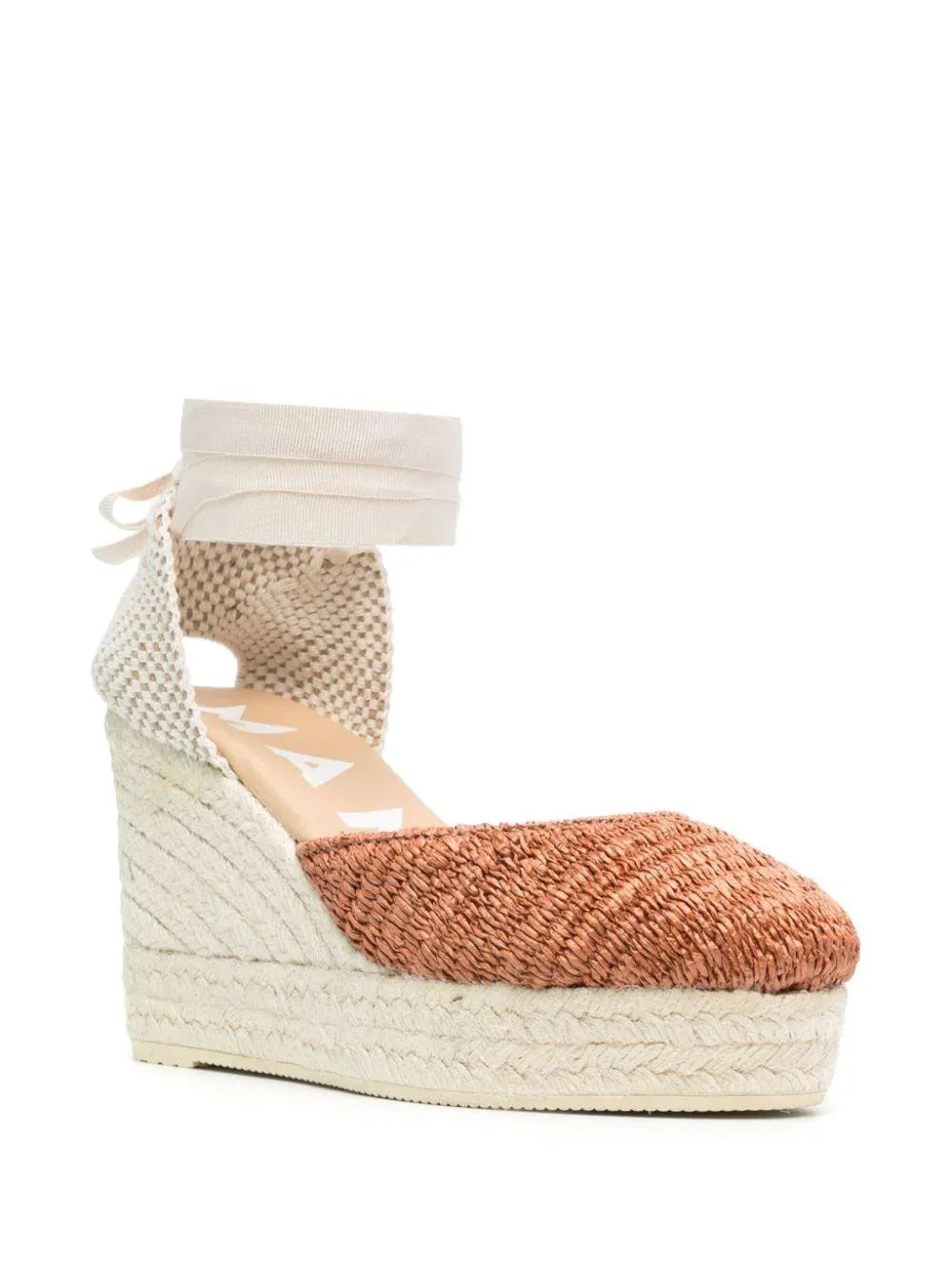 Espadrillas rafia Yucatán zeppa valenciana arancione - Preludio Moda
