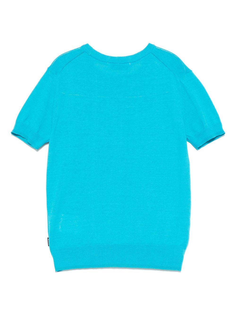 T-shirt celeste in maglia