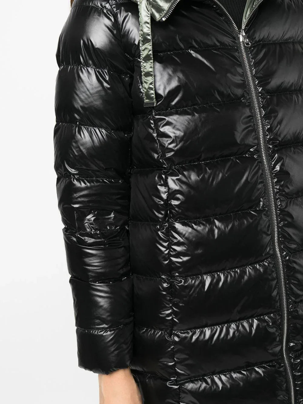 Piumino lungo trapuntato reversibile nero - Preludio Moda