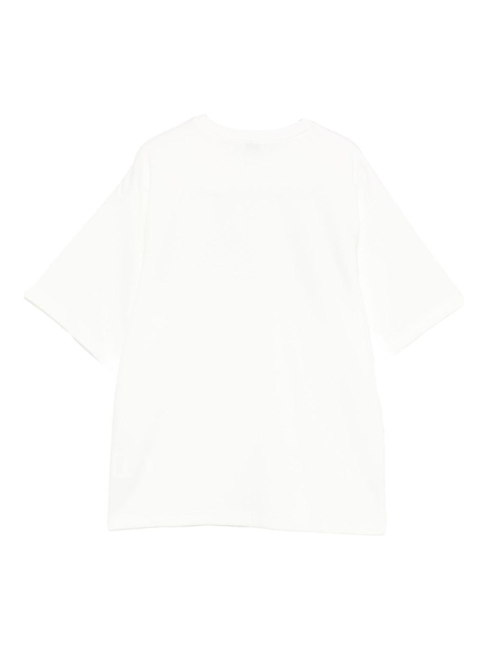 T-shirt bianca con logo e dettaglio a rete KFTS028CTV096 D826 PINKO UP