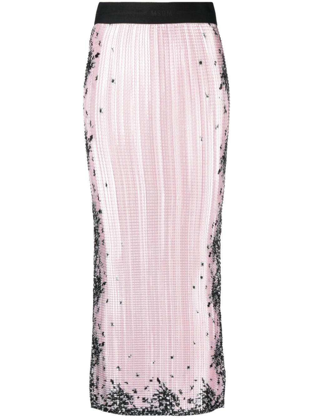 Gonna midi rosa/nera con trama 3442MDD25P 23749312 ROSA MSGM