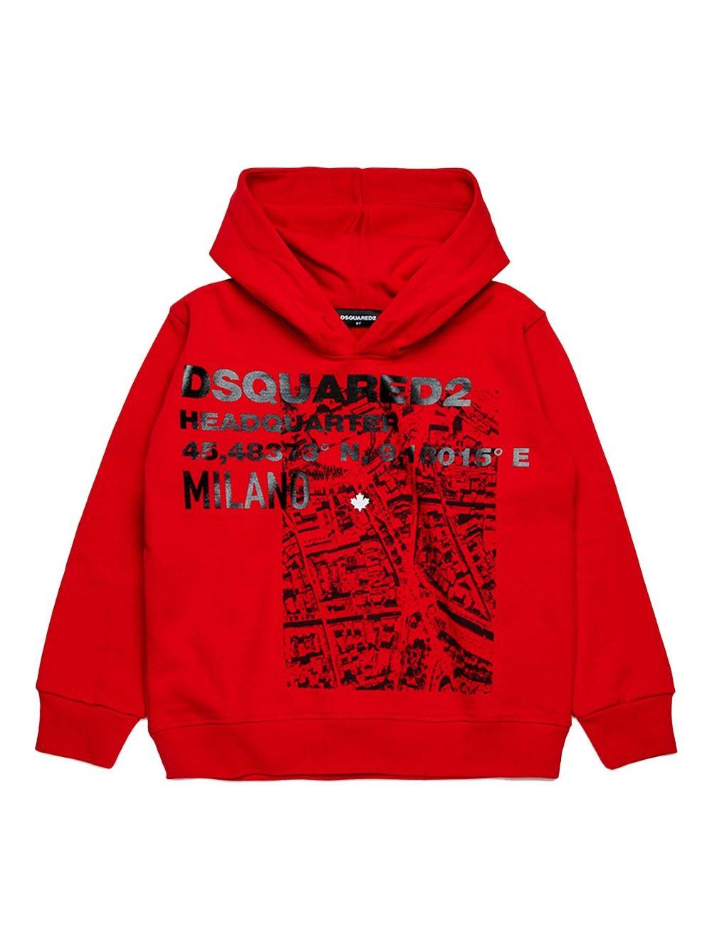 Felpa rossa stampa frontale Milano
