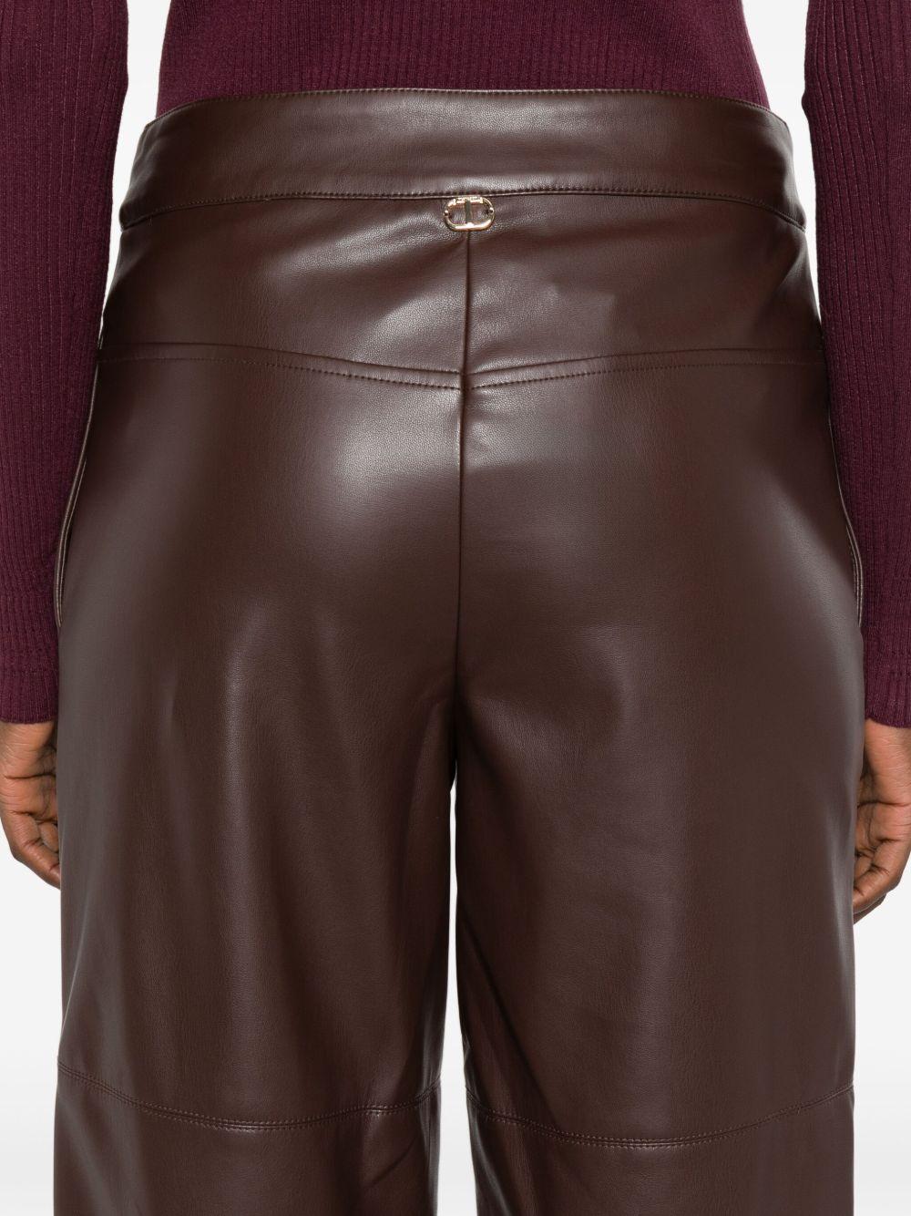 Pantaloni Donna Marrone Effetto Pelle a Inserti 252TP2091 00203 TWINSET