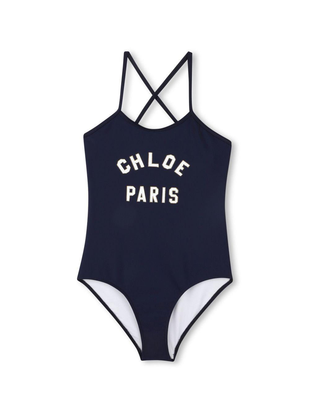 Costume intero logo frontale blu notte C20502 859 CHLOE KIDS