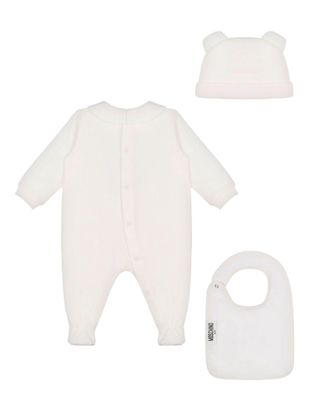 Set neonato bianco con logo MMY08BLCA40 10063 MOSCHINO KIDS