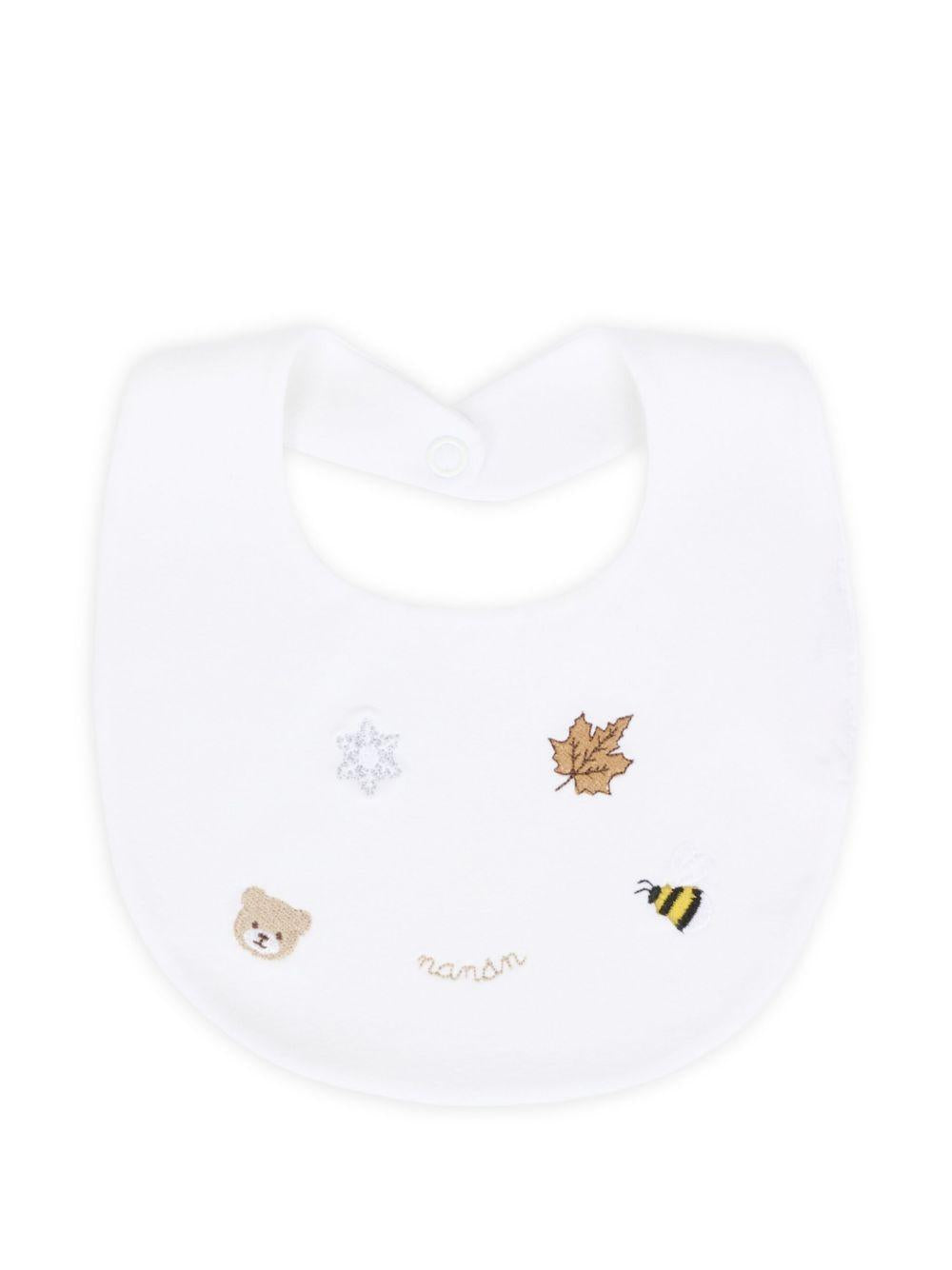 Bavaglino Bianco per Bambini con Ricamo I25006 BIANCO NANAN KIDS