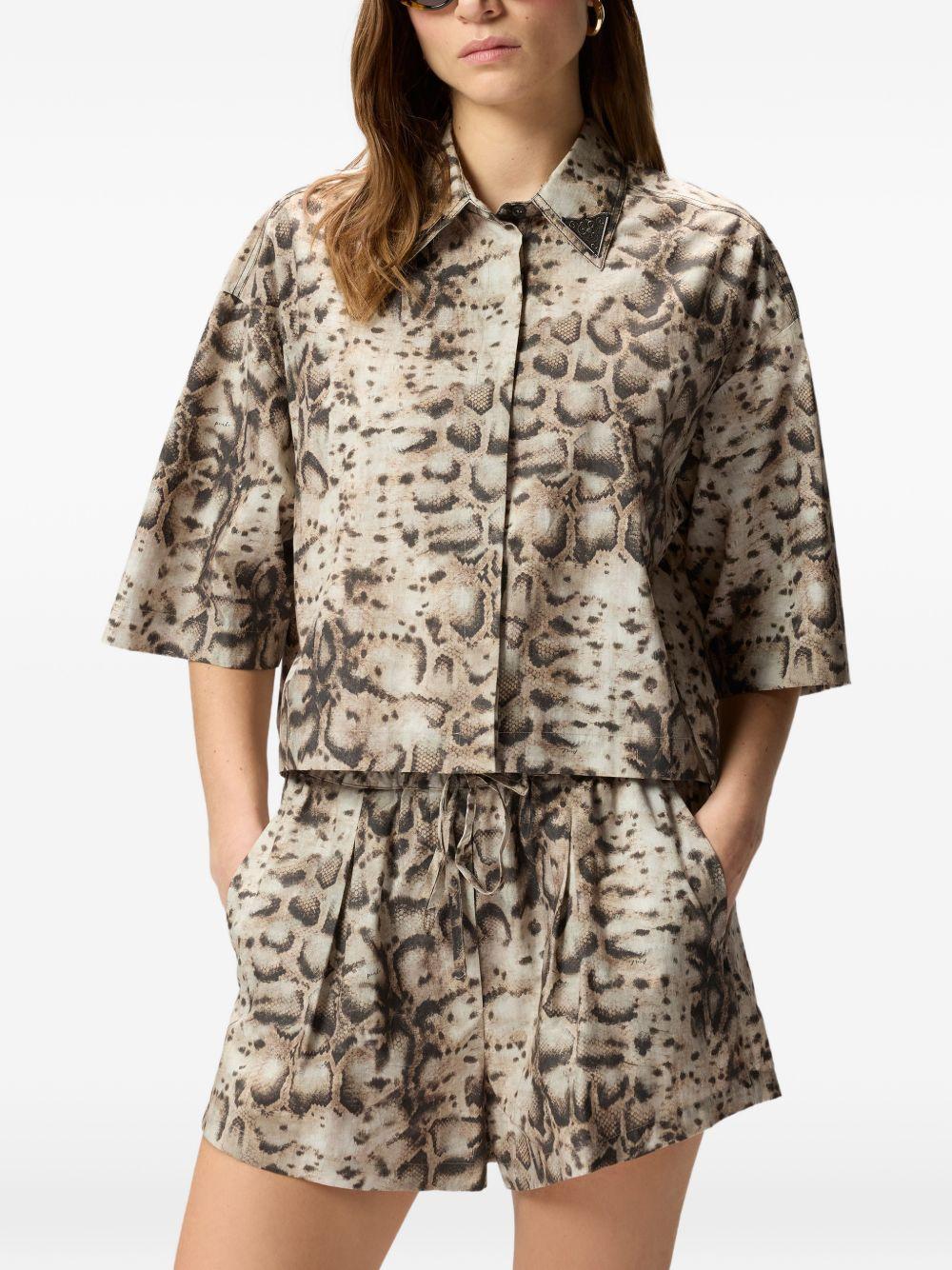 Camicia a maniche corte stampa pitone 106826A3B1 CZ9 PINKO