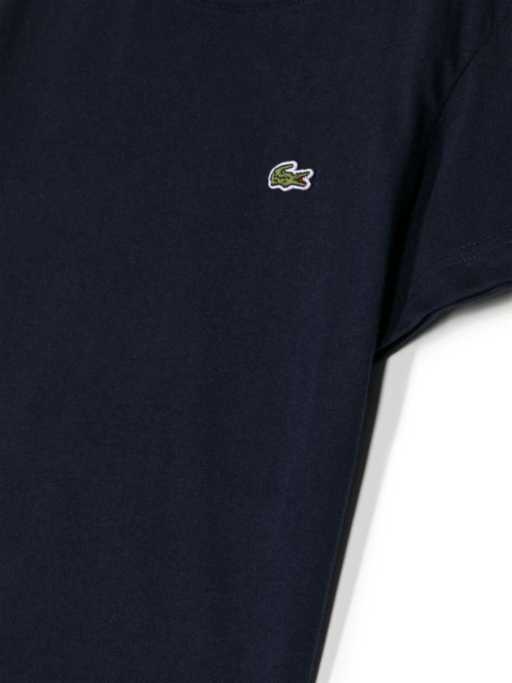 T-shirt blu logo ricamo TJ1122 166 LACOSTE KIDS