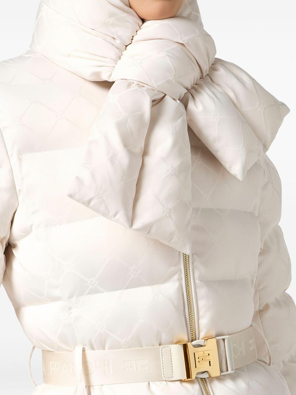 Cappotto Latte Effetto Jacquard con Cintura PI84D56E2 DZ9 ELISABETTA FRANCHI