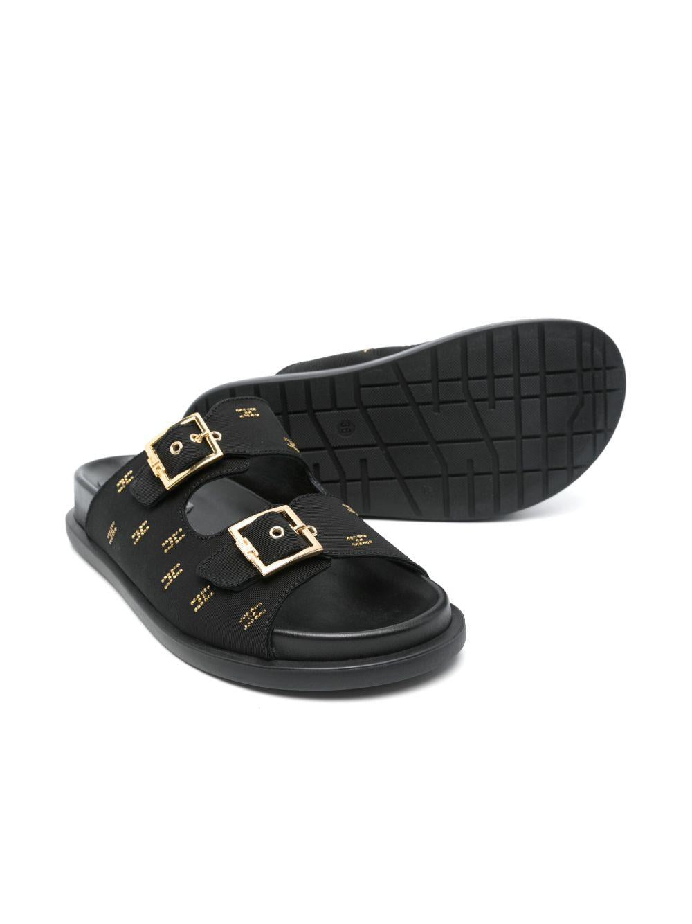 Sandalo nero mini logo all-over con strass F4A2E03101744 999 ELISABETTA FRANCHI KIDS