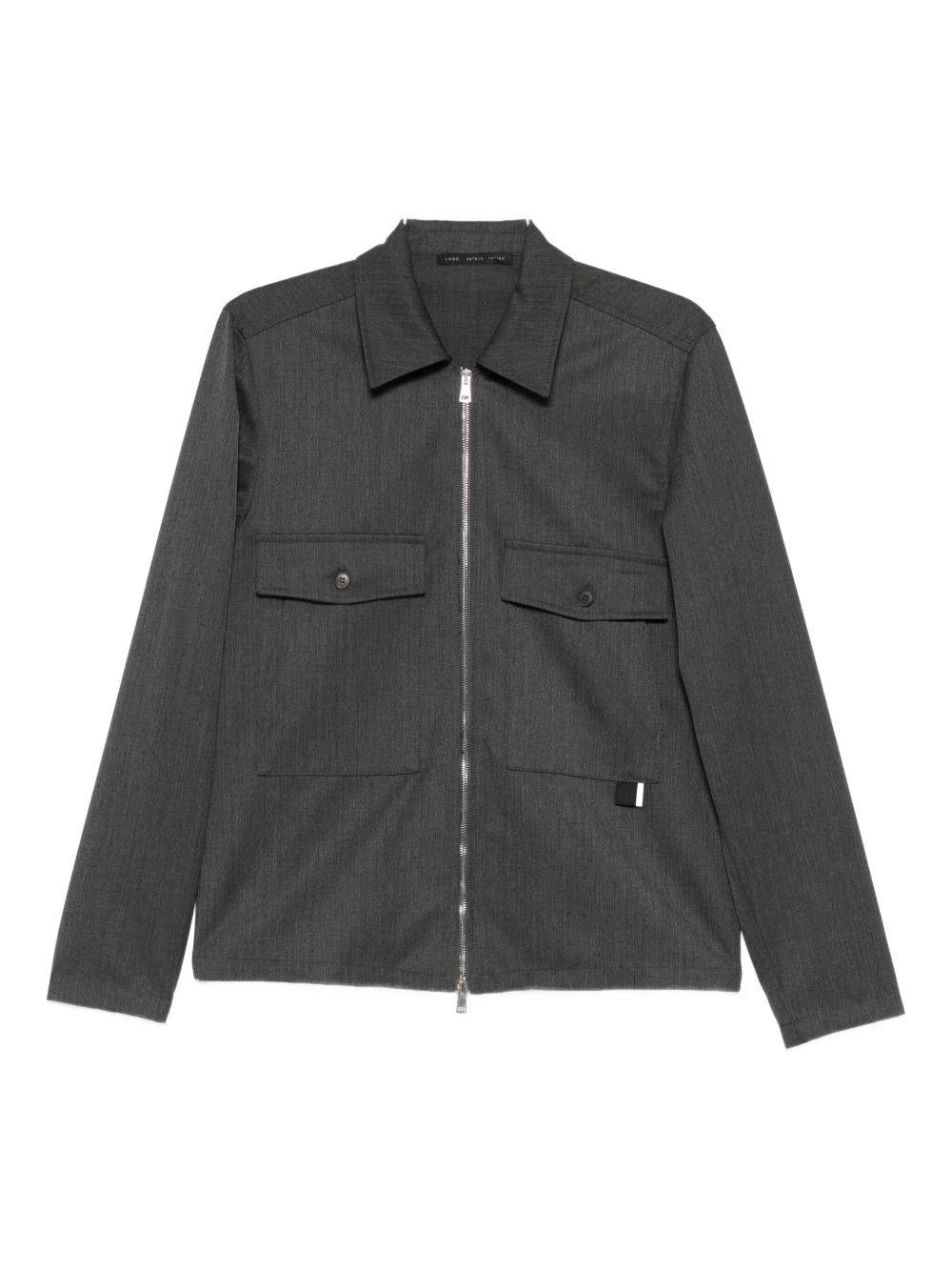 Giubbino grigio con colletto a punta e chiusura con zip L1HFW25260006 N035 LOW BRAND