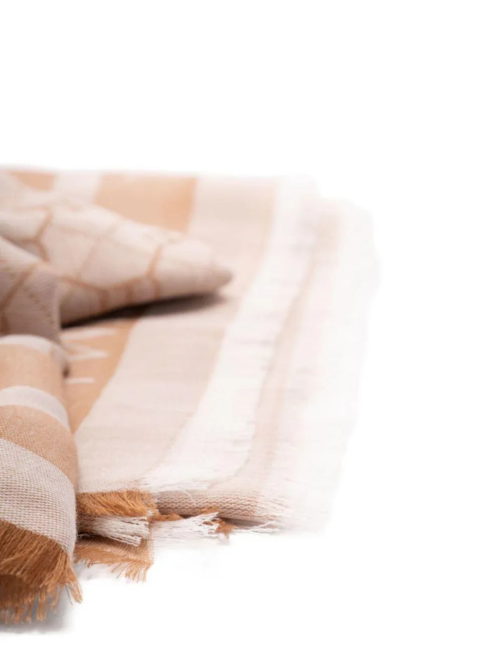 Sciarpa Beige con Logo e Motivo Geometrico - Preludio Moda