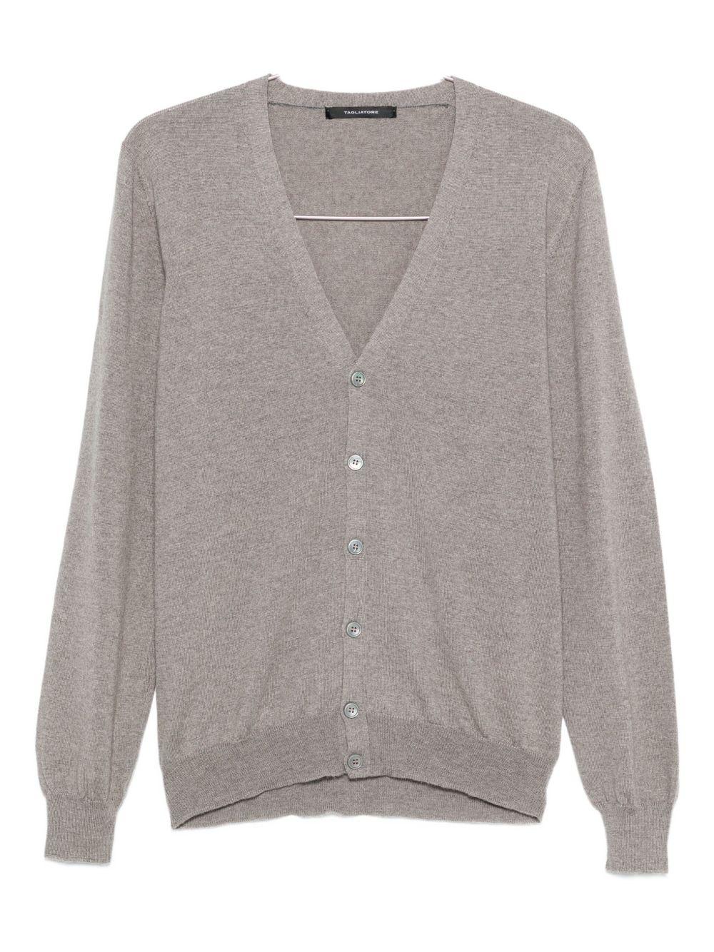 Cardigan beige con scollo a V e chiusura con bottoni KIERANGSI2501 140 TAGLIATORE